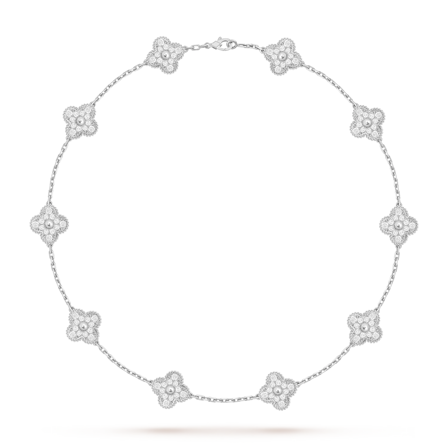 [Azure Tears]CLASSIC LUCKY 10-MOTIF CLOVER NECKLACE WHITE GOLD COLLECTION