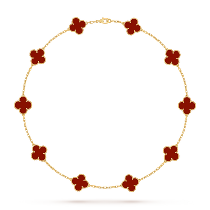 [Azure Tears]CLASSIC LUCKY 10-MOTIF CLOVER NECKLACE GOLD COLLECTION