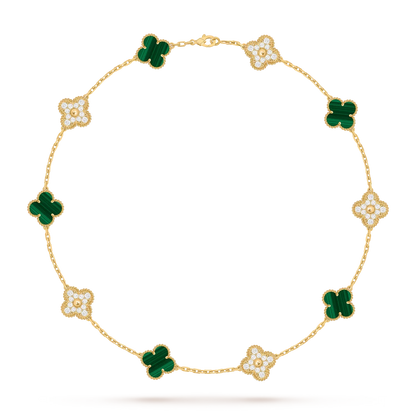 [Azure Tears]CLASSIC LUCKY 10-MOTIF CLOVER NECKLACE GOLD COLLECTION
