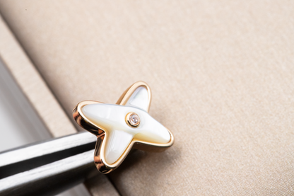 [Azure Tears]JEUX DE WHITE MOP ROSE GOLD DIAMOND EARRINGS