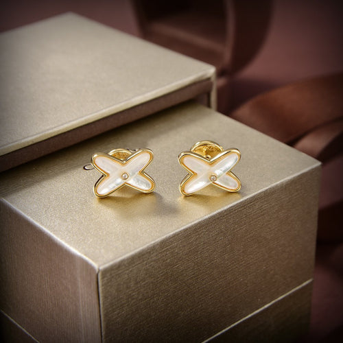 [Azure Tears]JEUX DE WHITE MOP GOLD DIAMOND EARRINGS