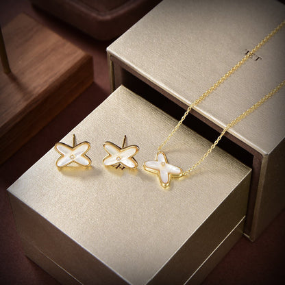 [Azure Tears]JEUX DE WHITE MOP GOLD DIAMOND EARRINGS