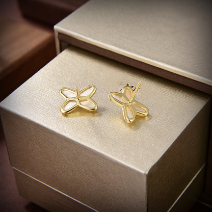 [Azure Tears]JEUX DE WHITE MOP GOLD DIAMOND EARRINGS