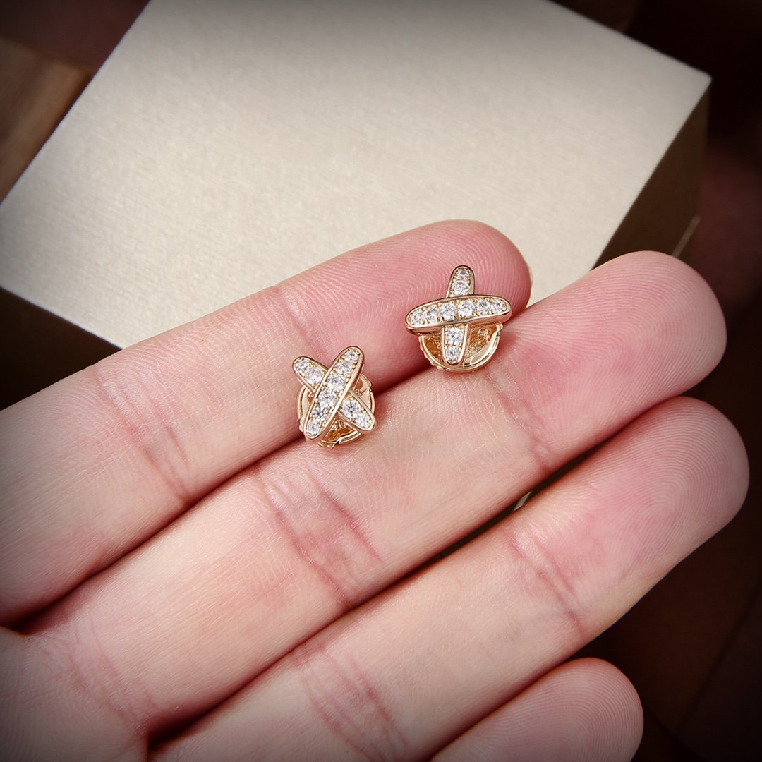 [Azure Tears]JEUX DE GOLD DIAMOND EARRINGS