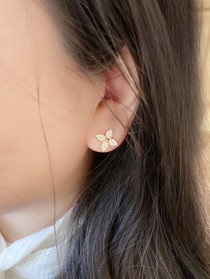 [Azure Tears]STAR BLOSSOM STUD EARRINGS ROSE GOLD DIAMONDS