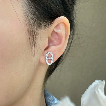 [Azure Tears]HM FULL DIAMOND PIG NOSE STUD EARRINGS