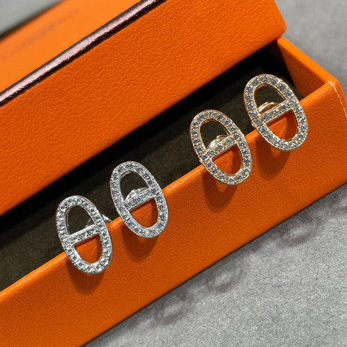 [Azure Tears]HM FULL DIAMOND PIG NOSE STUD EARRINGS
