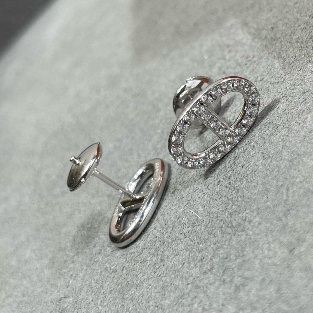 [Azure Tears]HM FULL DIAMOND PIG NOSE STUD EARRINGS