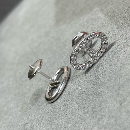 [Azure Tears]HM FULL DIAMOND PIG NOSE STUD EARRINGS