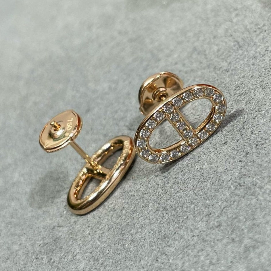 [Azure Tears]HM FULL DIAMOND PIG NOSE STUD EARRINGS