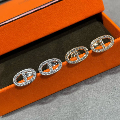 [Azure Tears]HM FULL DIAMOND PIG NOSE STUD EARRINGS