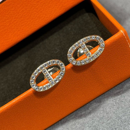[Azure Tears]HM FULL DIAMOND PIG NOSE STUD EARRINGS