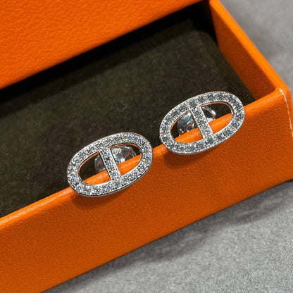 [Azure Tears]HM FULL DIAMOND PIG NOSE STUD EARRINGS