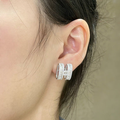 [Azure Tears]H STUD EARRINGS WITH SILVER DIAMONDS