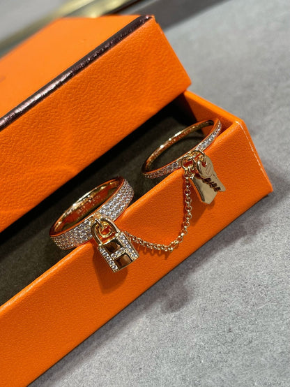 [Azure Tears]HM KELLY CLOCHETTE DOUBLE RING IN  WITH DIAMONDS