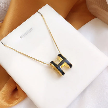 [Azure Tears]HM CLIC BLACK ENAMEL GOLD NECKLACE