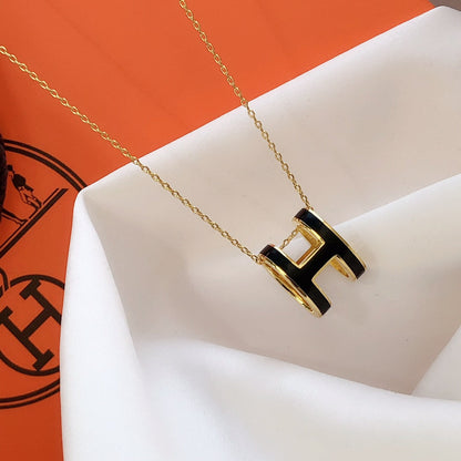 [Azure Tears]HM CLIC BLACK ENAMEL GOLD NECKLACE