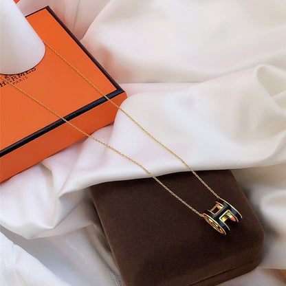 [Azure Tears]HM CLIC BLACK ENAMEL GOLD NECKLACE
