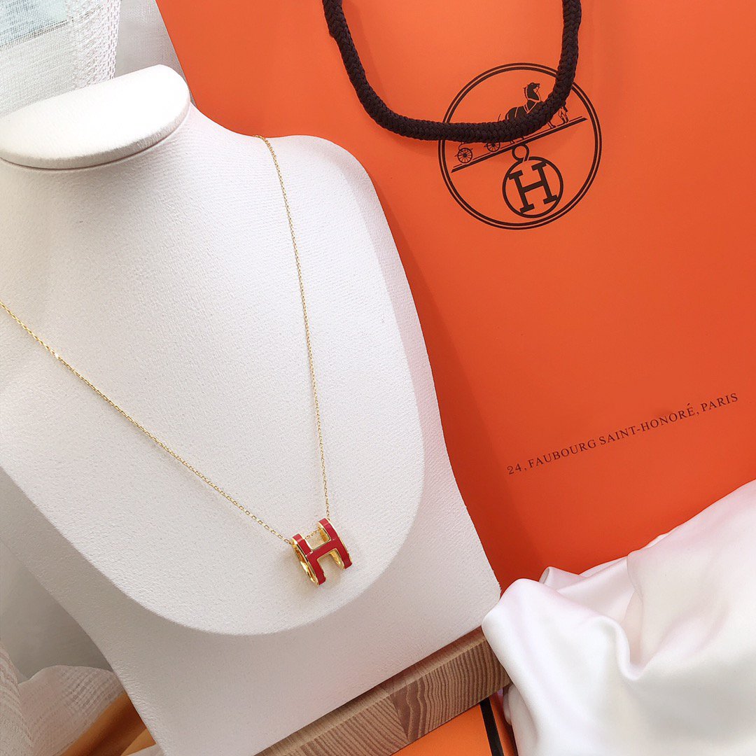 [Azure Tears]HM CLIC RED ENAMEL GOLD NECKLACE