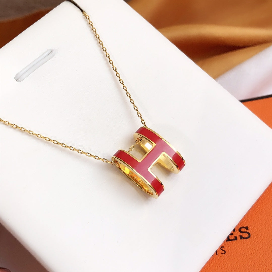 [Azure Tears]HM CLIC RED ENAMEL GOLD NECKLACE