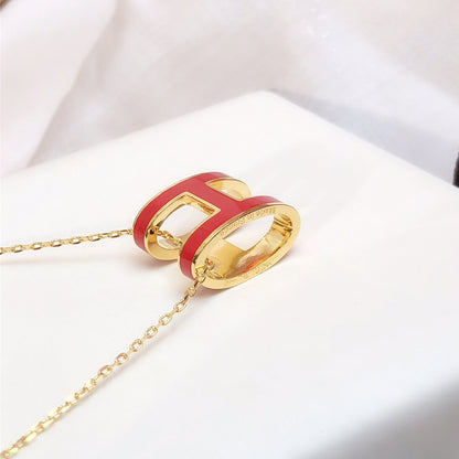 [Azure Tears]HM CLIC RED ENAMEL GOLD NECKLACE