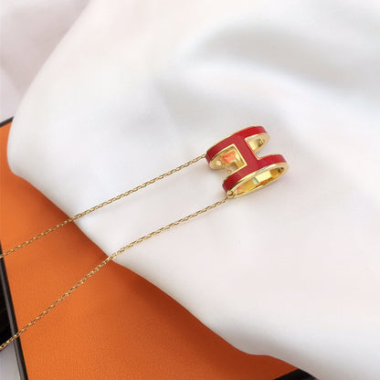 [Azure Tears]HM CLIC RED ENAMEL GOLD NECKLACE