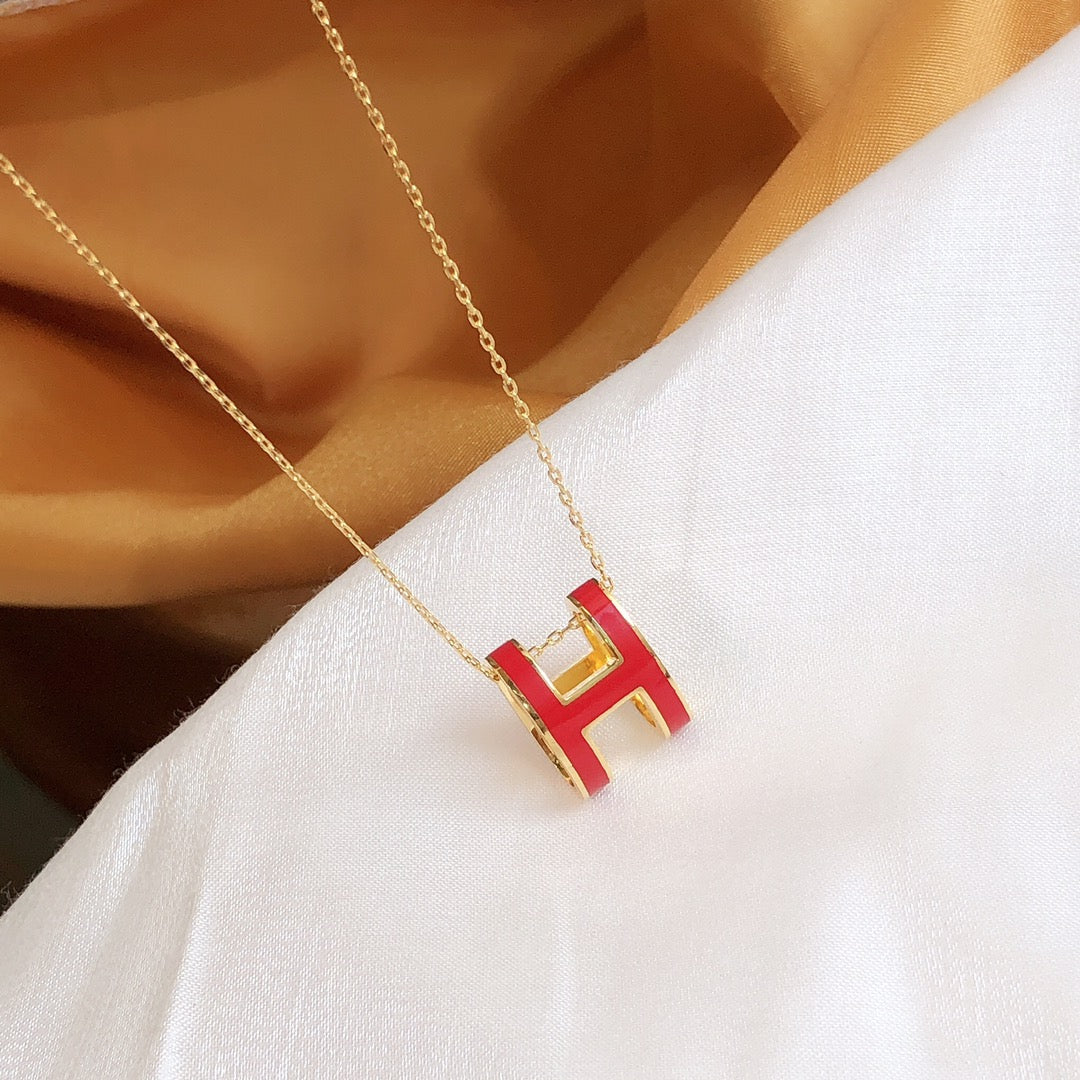 [Azure Tears]HM CLIC RED ENAMEL GOLD NECKLACE
