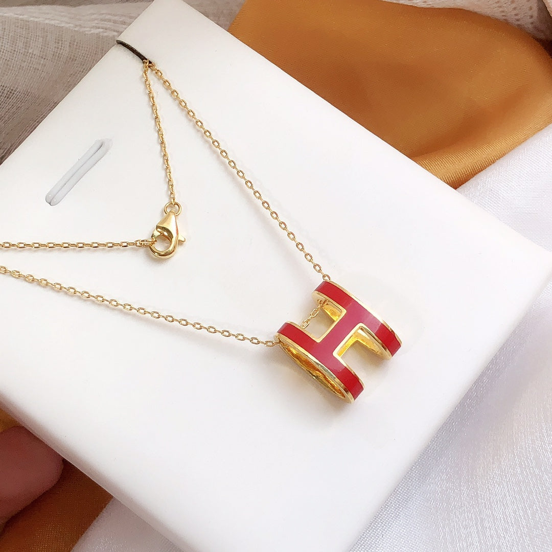 [Azure Tears]HM CLIC RED ENAMEL GOLD NECKLACE