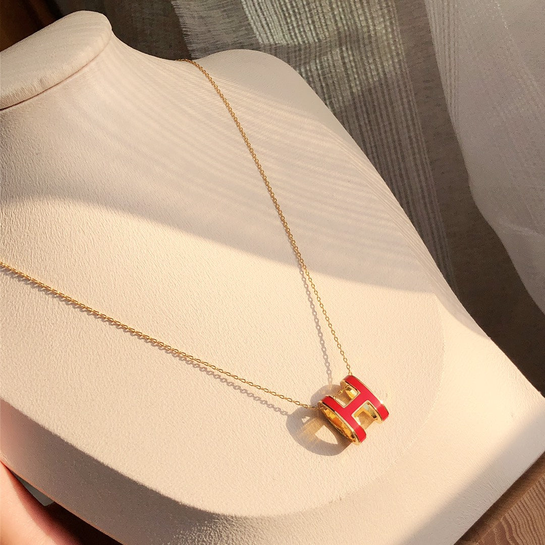[Azure Tears]HM CLIC RED ENAMEL GOLD NECKLACE