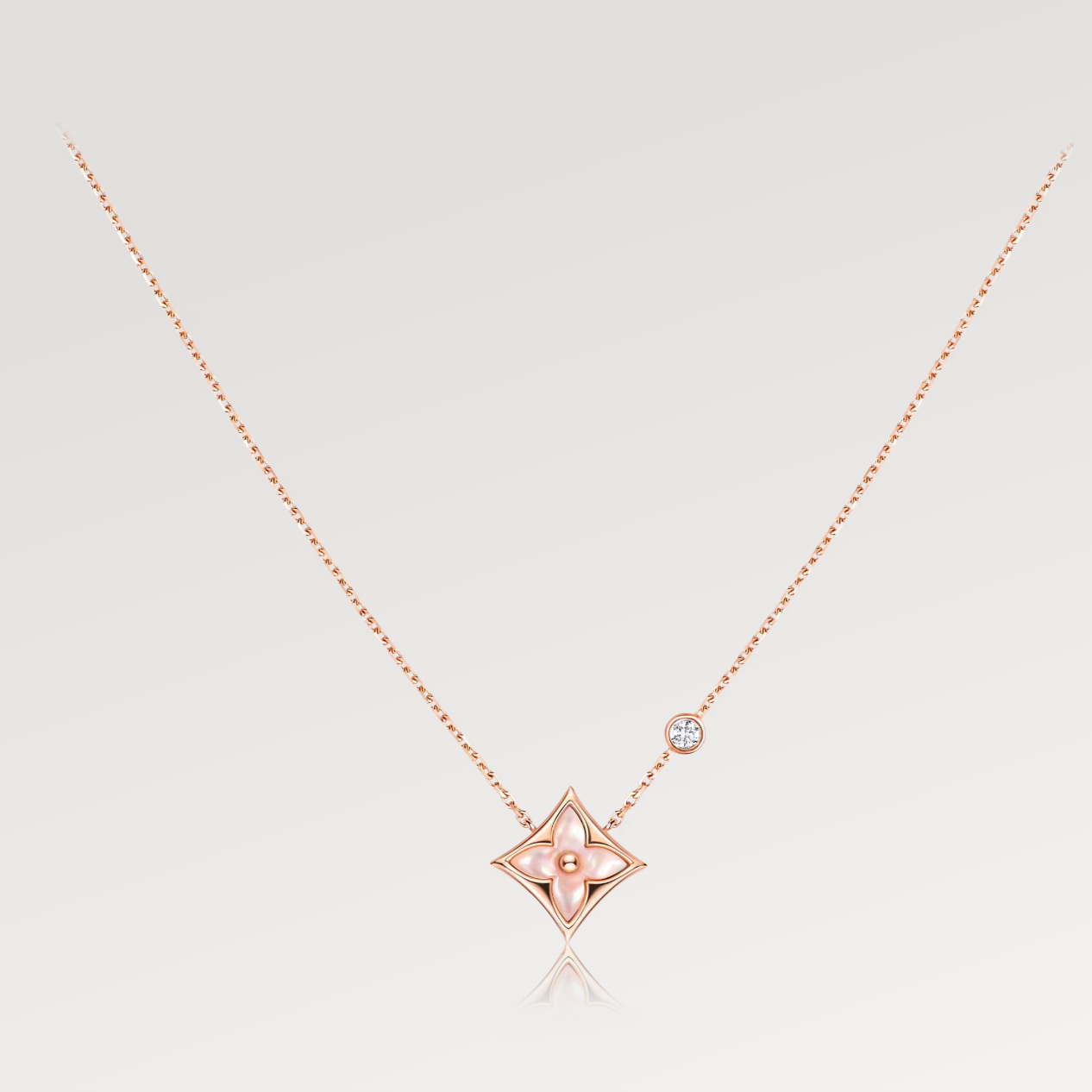 [Azure Tears]STAR PINK MOP 1 DIAMOND ROSE GOLD NECKLACE