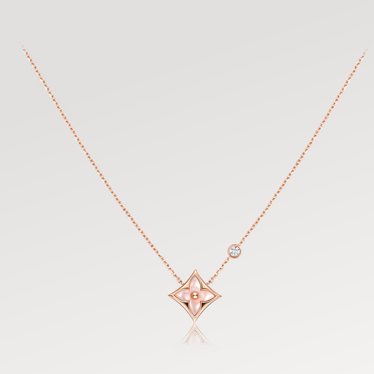 [Azure Tears]STAR PINK MOP 1 DIAMOND ROSE GOLD NECKLACE