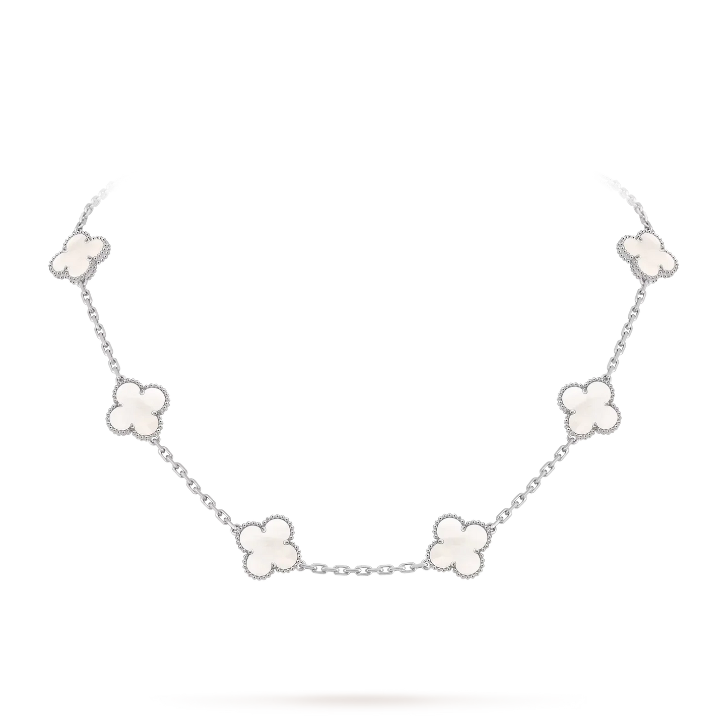 [Azure Tears]CLASSIC LUCKY 10-MOTIF CLOVER NECKLACE WHITE GOLD COLLECTION