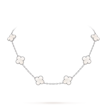[Azure Tears]CLASSIC LUCKY 10-MOTIF CLOVER NECKLACE WHITE GOLD COLLECTION
