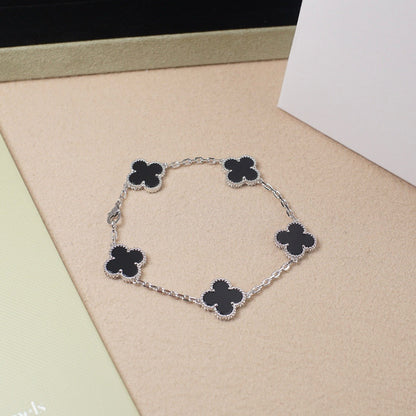 [Azure Tears]LUCKY CLOVER 5-MOTIF BRACELET - BLACK OXNY COLLECTION