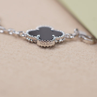 [Azure Tears]LUCKY CLOVER 5-MOTIF BRACELET - BLACK OXNY COLLECTION
