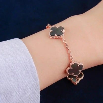 [Azure Tears]LUCKY CLOVER 5-MOTIF BRACELET - GREY MOTHER-OF-PEARL COLLECTION
