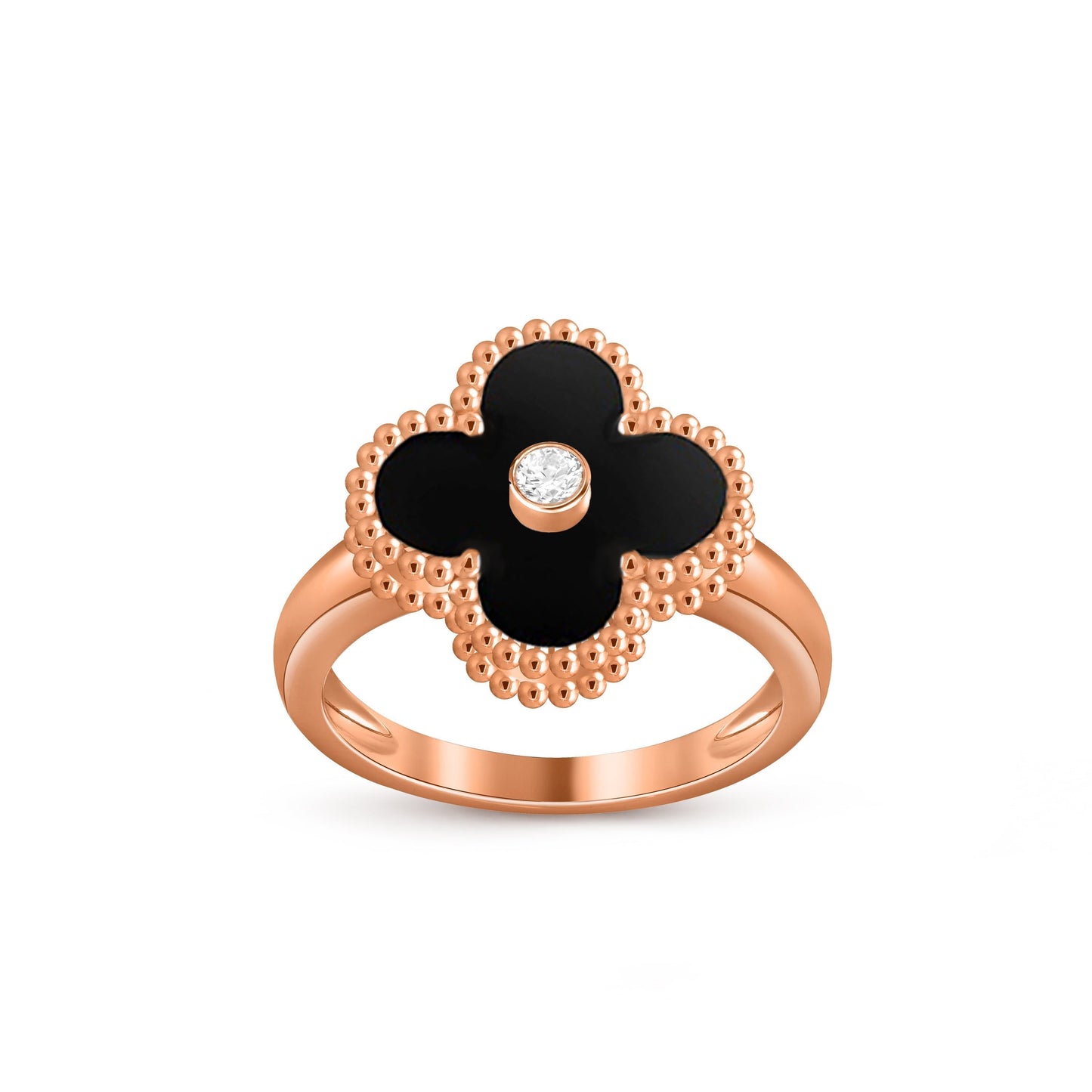 [Azure Tears]LUCKY CLOVER DIAMOND-ACCENT ROSE GOLD RING COLLECTION