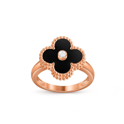 [Azure Tears]LUCKY CLOVER DIAMOND-ACCENT ROSE GOLD RING COLLECTION