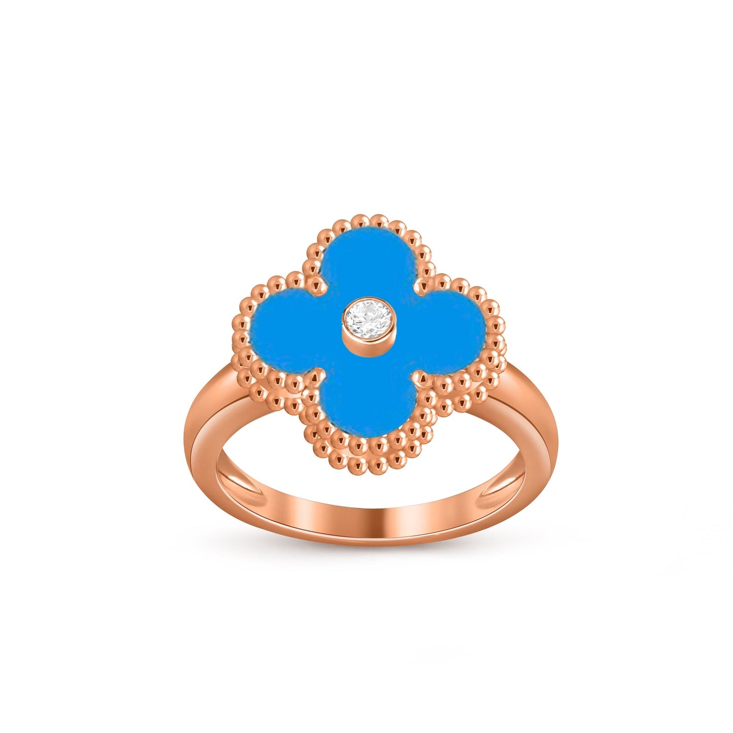 [Azure Tears]LUCKY CLOVER DIAMOND-ACCENT ROSE GOLD RING COLLECTION