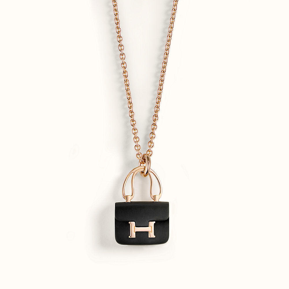 [Azure Tears]CONSTANCE BLACK PEDANT ROSE GOLD NECKLACE