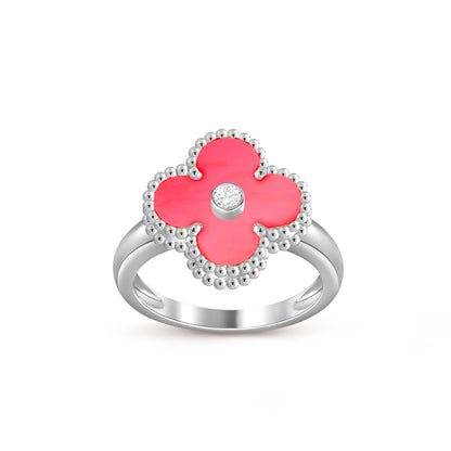 [Azure Tears]LUCKY CLOVER DIAMOND-ACCENT WHITE GOLD RING COLLECTION