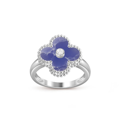 [Azure Tears]LUCKY CLOVER DIAMOND-ACCENT WHITE GOLD RING COLLECTION