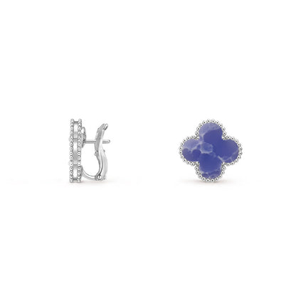 [Azure Tears]15MM CLOVER FLOWER STUD EARRINGS WHITE GOLD COLLECTION