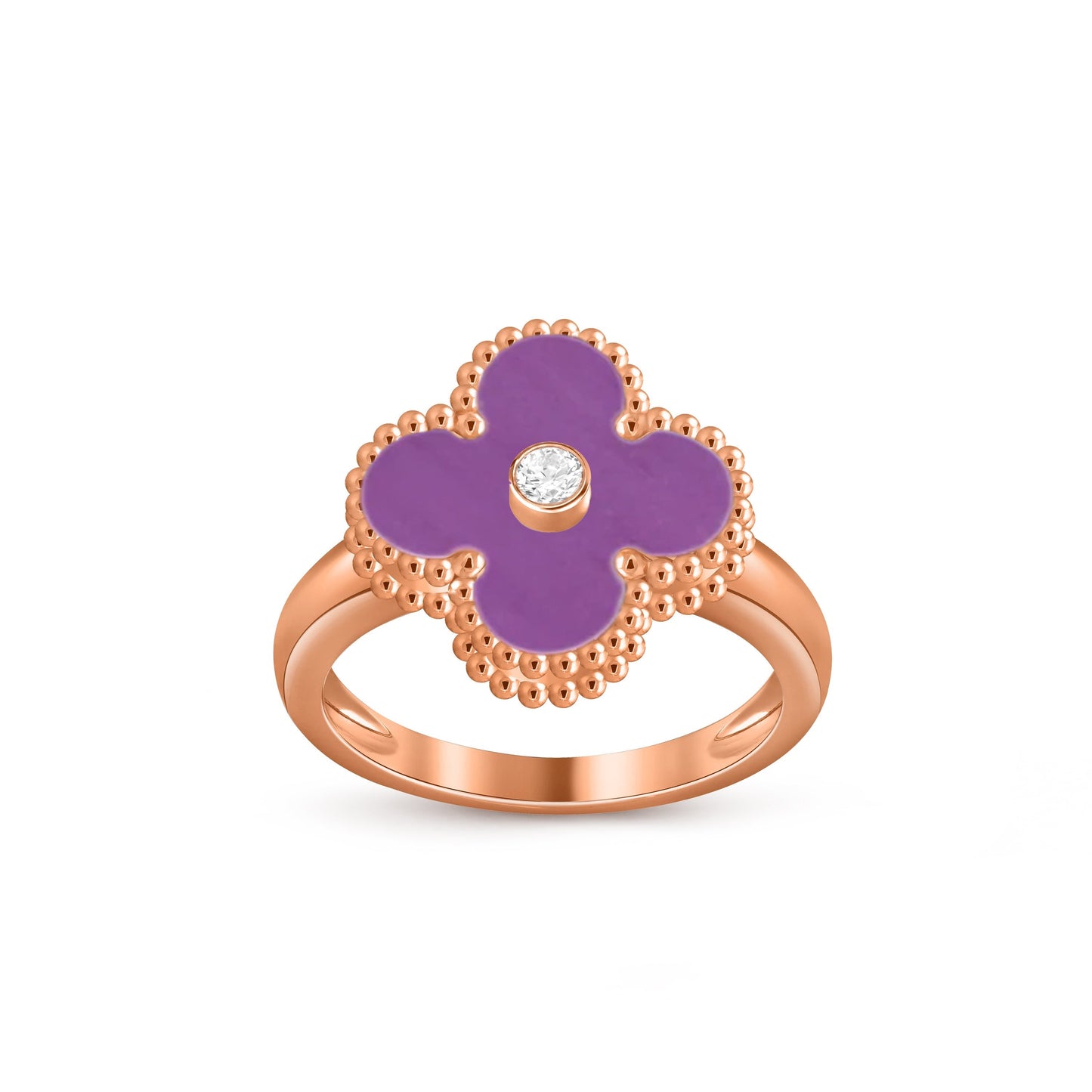 [Azure Tears]LUCKY CLOVER DIAMOND-ACCENT ROSE GOLD RING COLLECTION