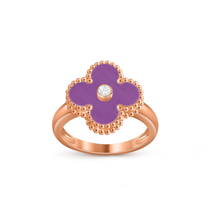 [Azure Tears]LUCKY CLOVER DIAMOND-ACCENT ROSE GOLD RING COLLECTION