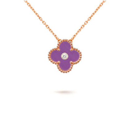 [Azure Tears]15MM CLOVER FLOWER DIAMOND PENDANT NECKLACE COLLECTION