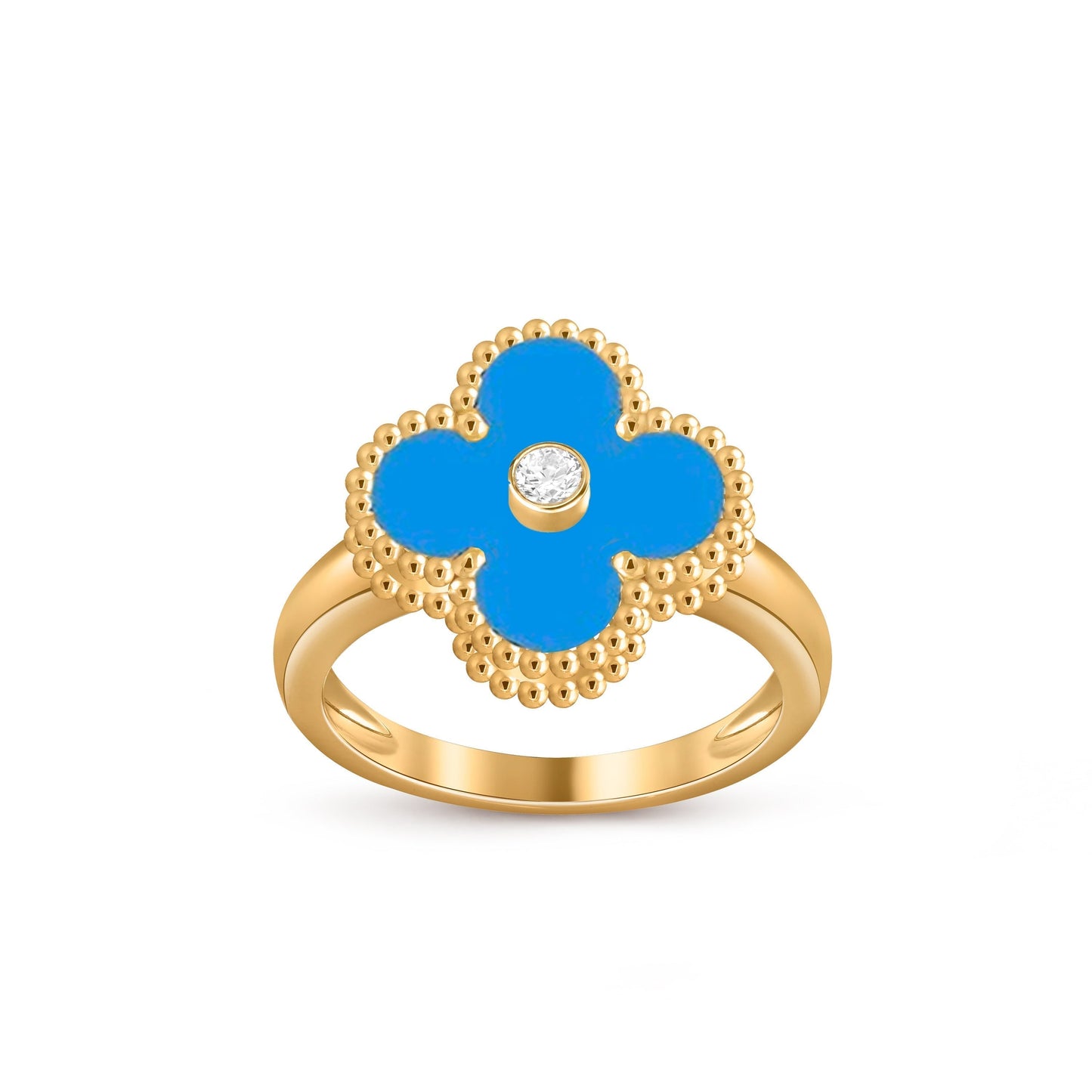 [Azure Tears]LUCKY CLOVER DIAMOND-ACCENT GOLD RING COLLECTION