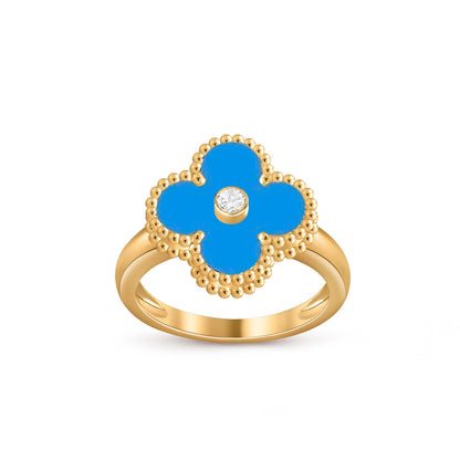 [Azure Tears]LUCKY CLOVER DIAMOND-ACCENT GOLD RING COLLECTION