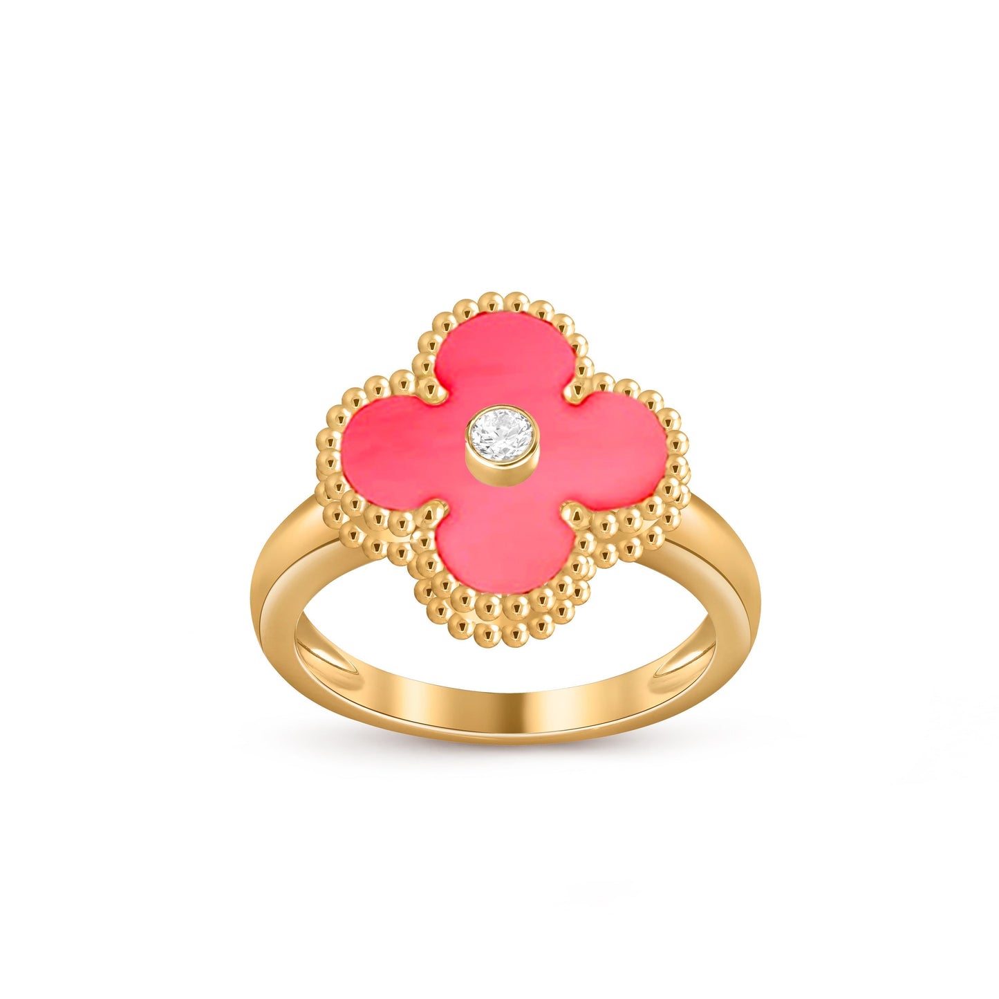 [Azure Tears]LUCKY CLOVER DIAMOND-ACCENT GOLD RING COLLECTION