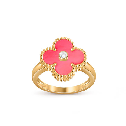 [Azure Tears]LUCKY CLOVER DIAMOND-ACCENT GOLD RING COLLECTION